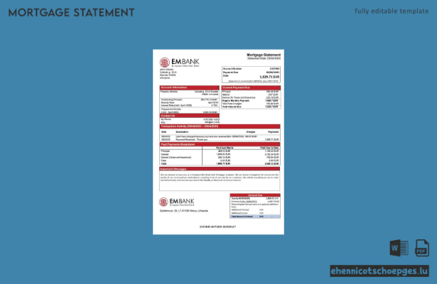 Beispiel eines Hypothekenauszugs der European Merchant Bank in Litauen (Word- und PDF-Datei)